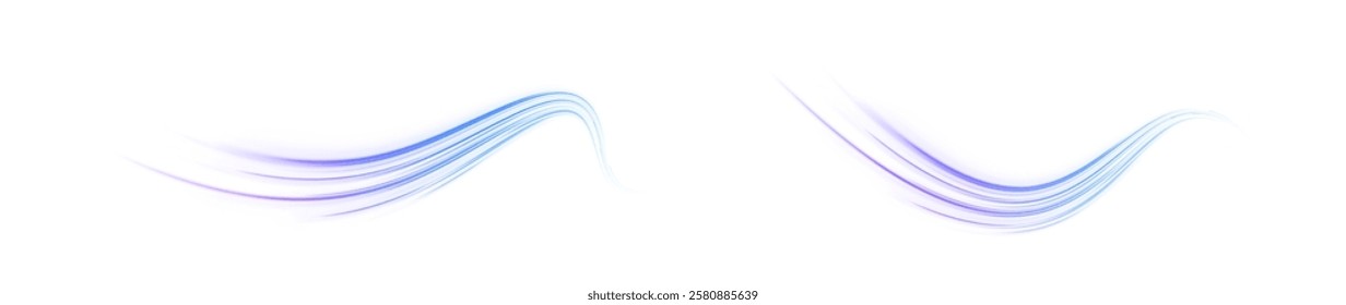 Creative vector illustration of flying cosmic meteor, planetoid, comet, fireball isolated on transparent background. Effect, png, wave,neon,line. Light arc in neon colors, in the form of a turn. 