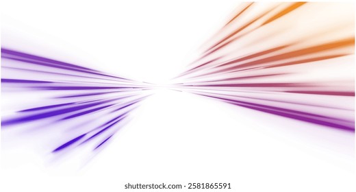 Creative vector illustration of flying cosmic meteor, planetoid, comet, fireball isolated on transparent background. Effect, png, wave,neon,line. Light arc in neon colors, in the form of a turn.