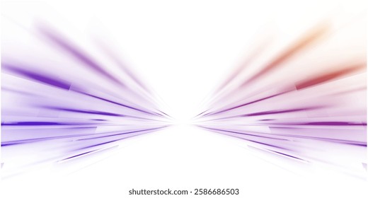 Creative vector illustration of flying cosmic meteor, planetoid, comet, fireball isolated on transparent background. Effect, png, wave,neon,line. Light arc in neon colors, in the form of a turn.