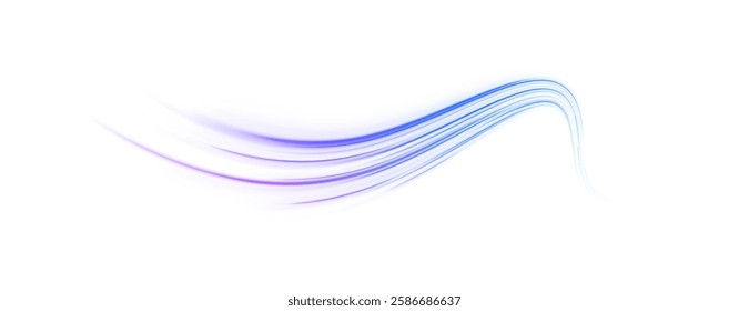 Creative vector illustration of flying cosmic meteor, planetoid, comet, fireball isolated on transparent background. Effect, png, wave,neon,line. Light arc in neon colors, in the form of a turn. 