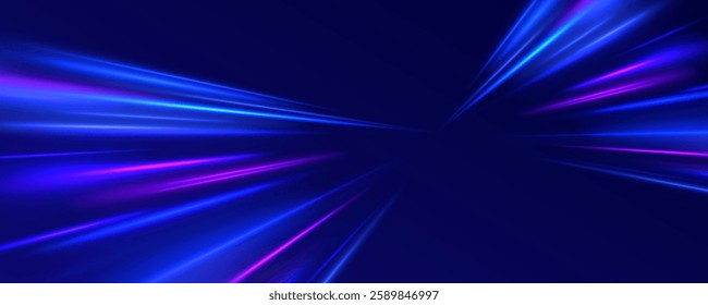 Creative vector illustration of flying cosmic meteor, planetoid, comet, fireball isolated on transparent background. Effect, png, wave,neon,line. Light arc in neon colors, in the form of a turn.