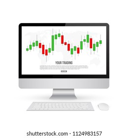 Creative vector illustration of forex trading diagram signals isolated on background. Buy, sell indicators with japanese candles pattern, exchange financial market graph. Candlestick chart element