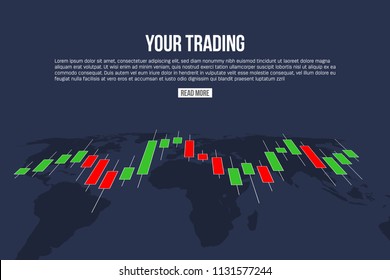 Creative vector illustration of forex trading diagram signals isolated on background. Buy, sell indicators with japanese candles pattern, exchange financial market graph. Candlestick chart element
