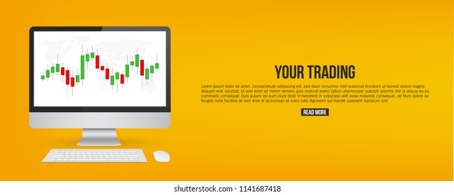 Creative vector illustration of forex trading diagram signals isolated on background. Buy, sell indicators with japanese candles pattern, exchange financial market graph. Candlestick chart element