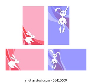 Creative vector illustration of four cards with hares