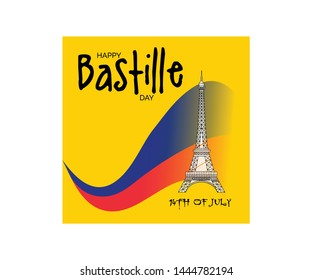 Creative vector Illustration For The French National Day.Happy Bastille Day.