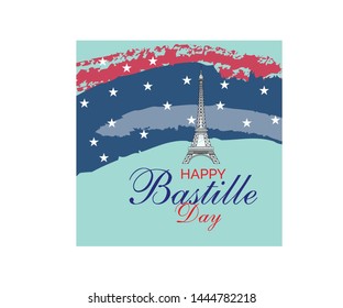 Creative vector Illustration For The French National Day.Happy Bastille Day.