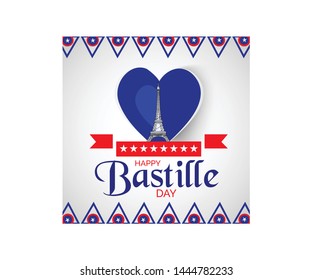 Creative vector Illustration For The French National Day.Happy Bastille Day.