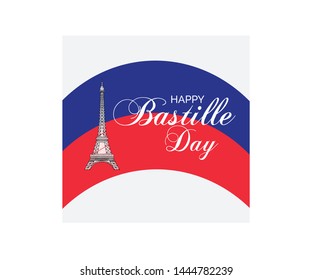 Creative vector Illustration For The French National Day.Happy Bastille Day.