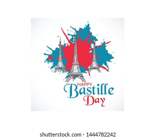 Creative vector Illustration For The French National Day.Happy Bastille Day.