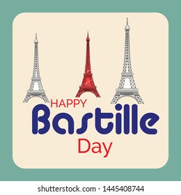 Creative vector Illustration For The French National Day.Happy Bastille Day.