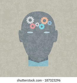 Creative vector illustration of gears in human head