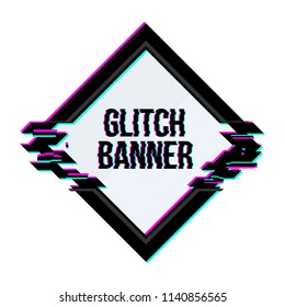 Creative vector illustration of geometric glitch frames set isolated on transparent background. Art design Tv distortion effect template. Abstract concept graphic banner, invitation, flyer element.