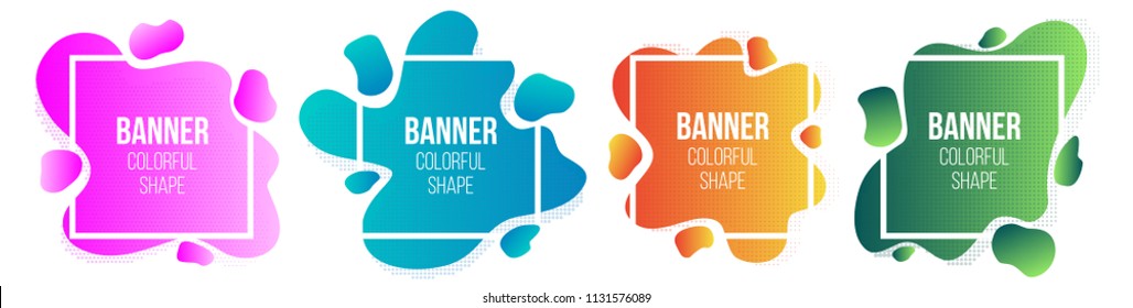 Creative vector illustration of geometric liquid style simple form frames banner isolated on transparent background. Art design blank mockup template border. Abstract concept graphic trendy element.