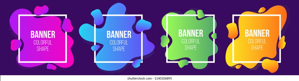 Creative vector illustration of geometric liquid style simple form frames banner isolated on transparent background. Art design blank mockup template border. Abstract concept graphic trendy element.