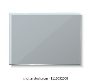 Creative vector illustration of glass plates, empty blank banners isolated on transparent background. Art design realistic mock up. Abstract concept graphic element