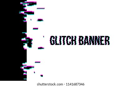 Creative vector illustration of glitch style distorted banner isolated on transparent background. For art template design, list, page, blank, mockup, booklet, print, book, card, ad, sheet a4.