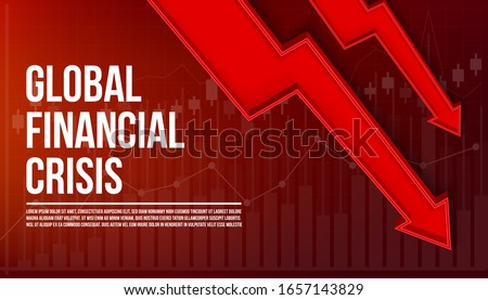 Creative vector illustration of global finance crisis background. Art design economic crisis, fall down stock market template. Abstract concept business graph arrow, finance bankrupt declining element