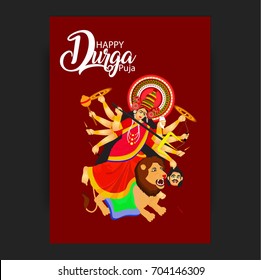 Creative vector illustration of goddess Durga in Subho Bijoya (Happy Durga Puja) background