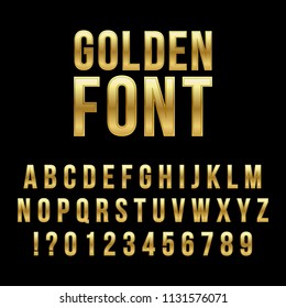Creative vector illustration of golden glossy font, gold alphabet, metal typeface isolated on transparent background. Art design luxury metallic typographic abc. Abstract concept graphic element.
