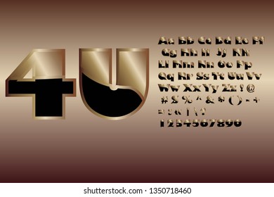 Creative vector illustration of golden glossy font, gold alphabet, metal typeface isolated on transparent background. Art design luxury metallic typographic abc.