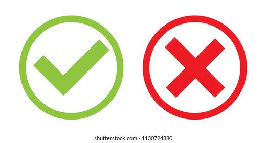 Creative vector illustration of green tick, red cross isolated on transparent background. Art design with text do and dont. Right or wrong. True or false. Abstract concept graphic element