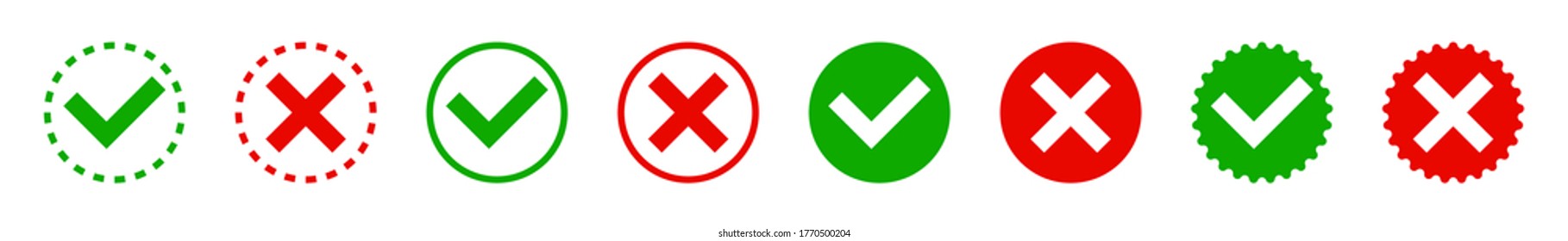 Creative vector illustration of green tick, red cross isolated on white background. Art design with text do and dont. Right or wrong. True or false. Abstract concept graphic element. Vector