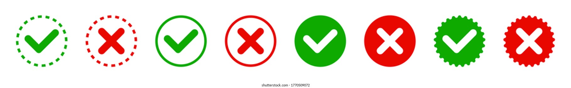 Creative vector illustration of green tick, red cross isolated on white background. Art design with text do and dont. Right or wrong. True or false. Abstract concept graphic element