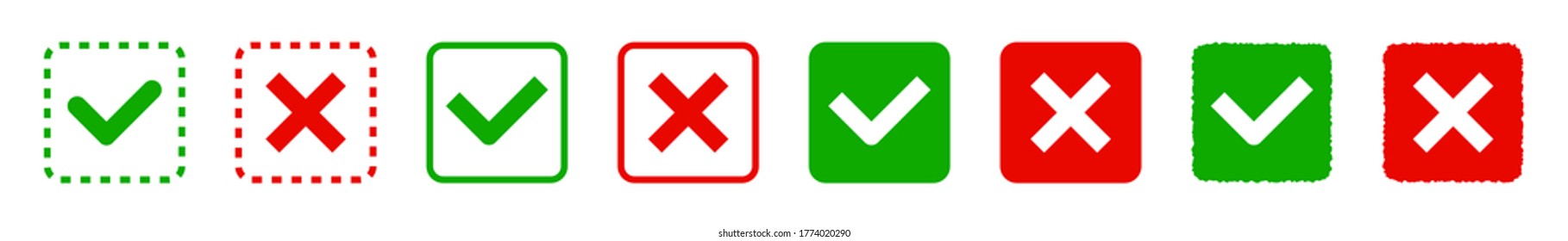 Creative vector illustration of green tick, red cross isolated on white background. Art design with text do and dont. Right or wrong. True or false. Abstract concept graphic element