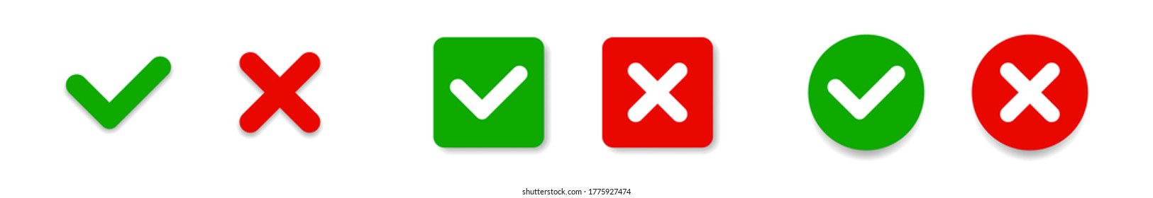 Creative vector illustration of green tick, red cross isolated on white background. Art design with text do and dont. Right or wrong. True or false. Abstract concept graphic element