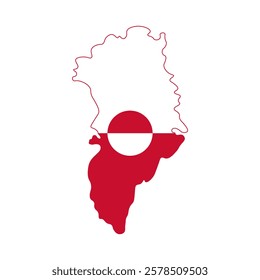 Creative vector illustration of Greenland, merging the map and flag for a striking visual. Unique vector map of Greenland.