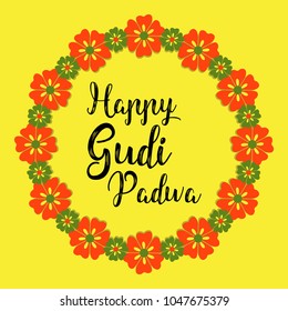Creative vector illustration for Gudi Padwa (Hindu lunar New year) celebrated by people of Maharashtra. Can be used for banner, greetings, posters, text, festival elements and religious backgrounds.