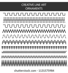 Creative vector illustration of hand drawn line frames set isolated on transparent background. Seamless doodle geometric pattern. Art design sketch ornaments. Abstract concept graphic element