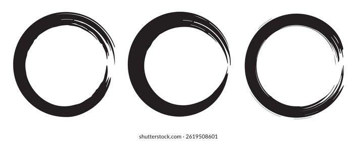 Creative vector illustration of hand drawning circle line sketch set isolated on a white background. Circle Brush Stroke. Grunge circles brush set. Black grunge circle frames.
