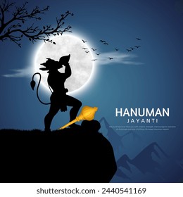 Ilustración vectorial creativa de Hanuman Jayanti, celebra el nacimiento del Señor Sri Hanuman