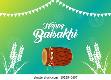 Creative vector illustration for Happy Baisakhi, a festival celebrated in Punjab province of India by sikh community. Can be used for posters, banners, greetings, backgrounds, and festive decorations.