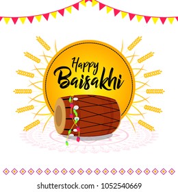 Creative vector illustration for Happy Baisakhi, a festival celebrated in Punjab province of India by sikh community. Can be used for posters, banners, greetings, backgrounds, and festive decorations.