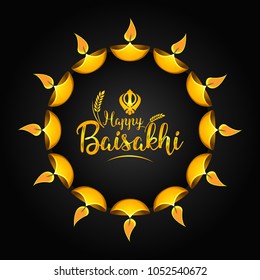 Creative vector illustration for Happy Baisakhi, a festival celebrated in Punjab province of India by sikh community. Can be used for posters, banners, greetings, backgrounds, and festive decorations.