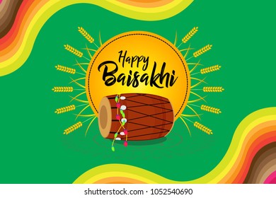 Creative vector illustration for Happy Baisakhi, a festival celebrated in Punjab province of India by sikh community. Can be used for posters, banners, greetings, backgrounds, and festive decorations.