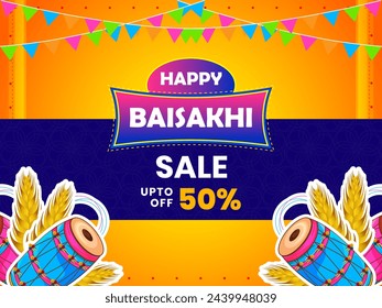 Creative Vector Illustration Of Happy Baisakhi Celebration Sale