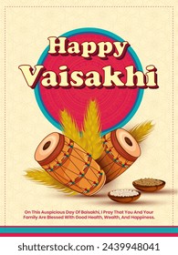 Creative Vector Illustration Of Happy Baisakhi Typography illustration