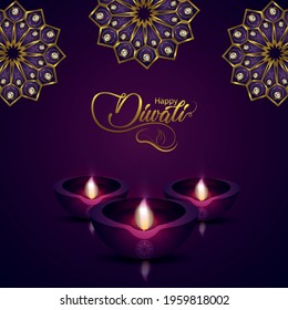 Creative vector illustration of happy diwali, diwali festival of light invitation greeting card
