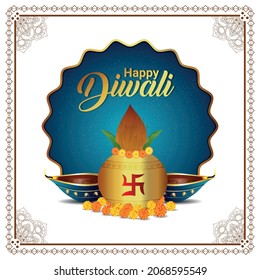 Creative vector illustration of happy diwali celebration greeting card