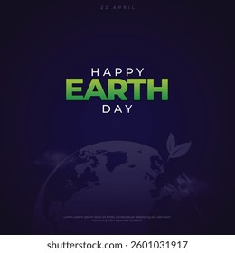 Creative Vector Illustration of Happy Earth day. Happy Earth Day, 22 April. World map background vector illustration.