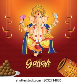 Ilustración vectorial creativa de ganesh chaturthi feliz
