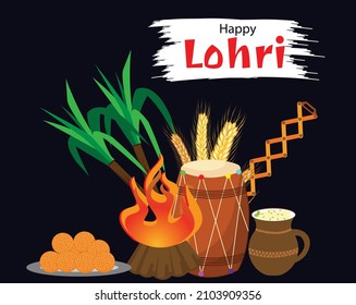 Creative Vector Illustration Of Happy Lohri Celebration