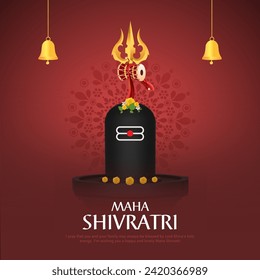 Creative vector illustration for happy Maha Shivratri with lingam, floral decoration and Trishul.