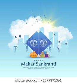 Creative vector illustration of Happy Makar Sankranti holiday India festival svg