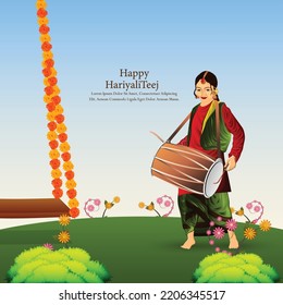 Creative Vector Illustration Of Hariyali Teej 