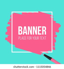 Creative vector illustration of highlighter pen with scribbles isolated on a white background. Stain artistic artwork art design. Place for your text. Abstract concept graphic element